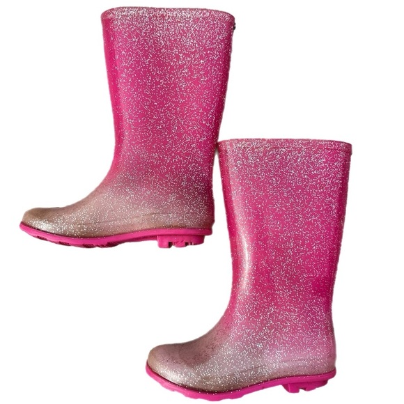 Joe Fresh Girls  Pink Sparkly Rain Boots Size 13 - Picture 1 of 6